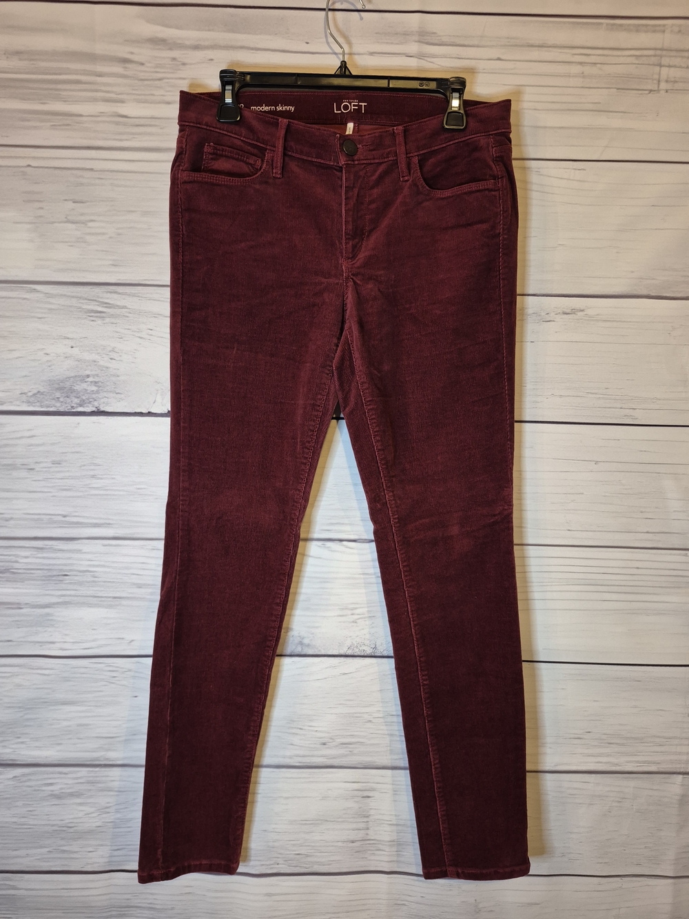 LOFT Modern Skinny Corduroy Pants in Burgundy 8